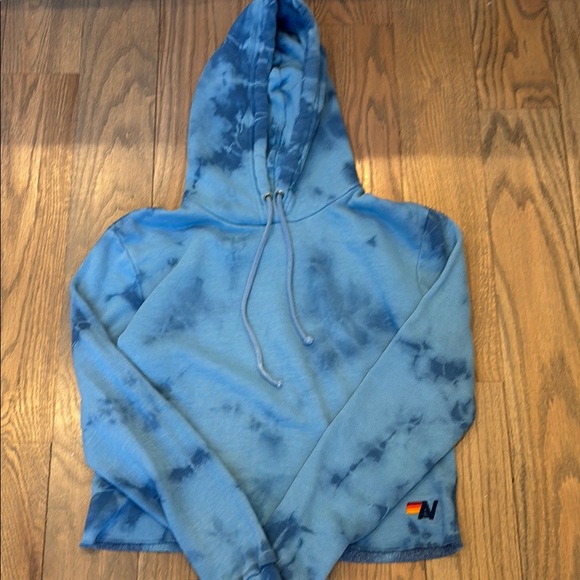 Aviator Nation Blue Tie-Dye Cropped Hoodie - Picture 1 of 2
